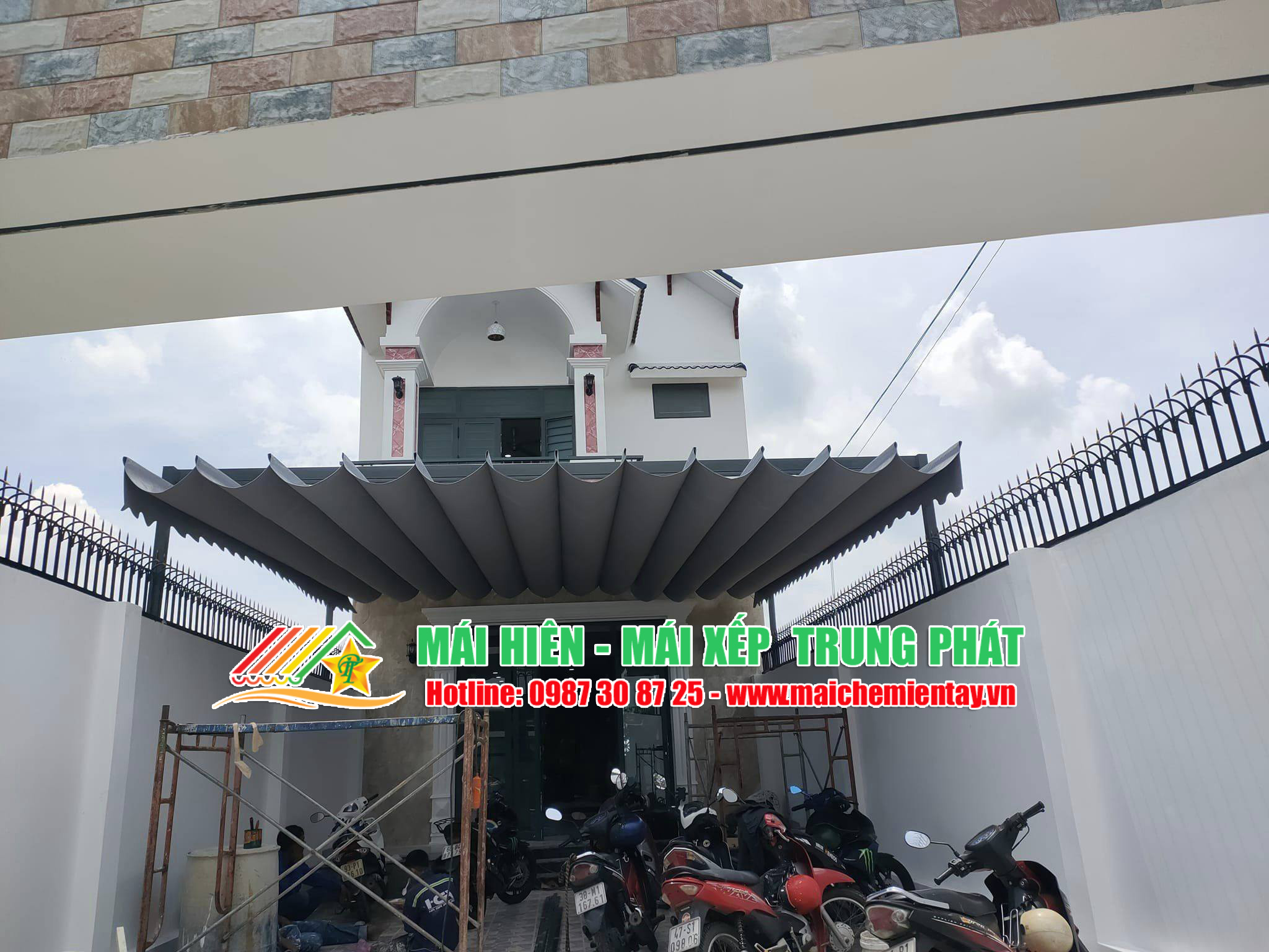 Mái bạt kéo che nắng mưa ngoài trời bền đẹp